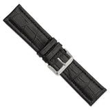 DeBeer 26mm Black Matte Alligator Grain Leather with Silver-tone Buckle 7.5 inch Watch Band