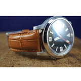DeBeer 24mm Havana Matte Alligator Grain Leather with Silver-tone Buckle 7.5 inch Watch Band
