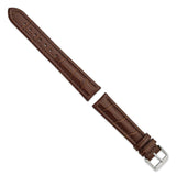 18mm Light Brown Matte Alligator Grain Silver-tone Bkle Watch Band