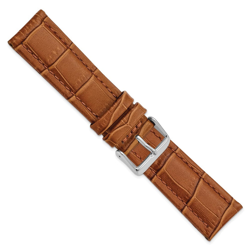 DeBeer 22mm Havana Matte Alligator Grain Leather with Silver-tone Buckle 7.5 inch Watch Band