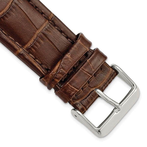 24mm Light Brown Matte Alligator Grain Silver-tone Bkle Watch Band