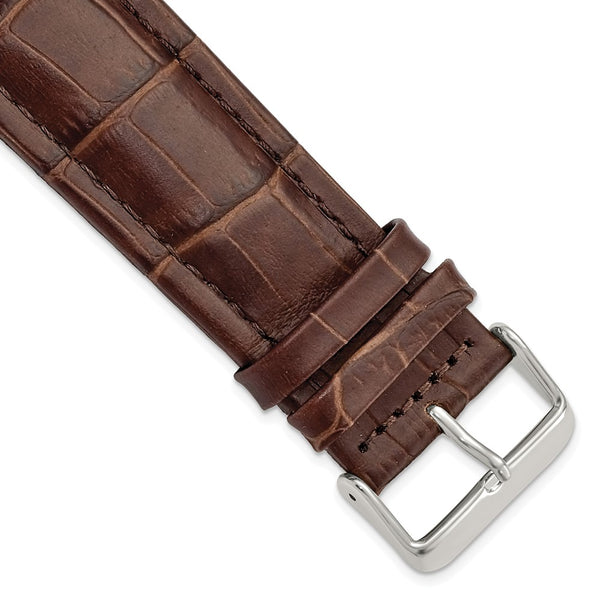 26mm Light Brown Matte Alligator Grain Silver-tone Bkle Watch Band