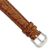 14mm Brown Alligator Grain Leather Silver-tone Buckle Watch Band