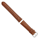 20mm Brown Alligator Grain Leather Silver-tone Buckle Watch Band