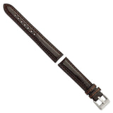 DeBeer 18mm Dark Brown Belting Leather with Brushed Silver-tone Steel Buckle 7.75 inch Watch Band