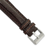 20mm Dark Brown Belting Leather Brushed Stainless Steel Buckle Watch Band