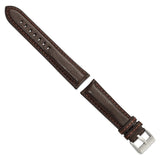 22mm Dark Brown Belting Leather Brushed Stainless Steel Buckle Watch Band