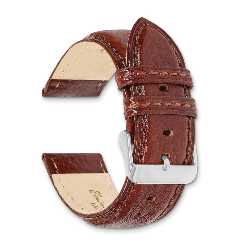 DeBeer 22mm Havana Belting Leather with Brushed Silver-tone Steel Buckle 7.75 inch Watch Band