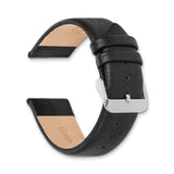 18mm Black Distrssed Leather Silver-tone Buckle Watch Band