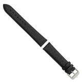 20mm Black Distrssed Leather Silver-tone Buckle Watch Band