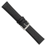 22mm Black Distrssed Leather Silver-tone Buckle Watch Band