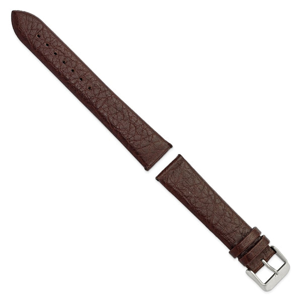 DeBeer 20mm Dark Brown Distressed Leather with Brushed Stainless Steel Buckle 7.75 inch Watch Band