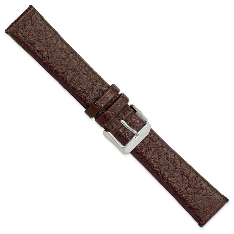 DeBeer 20mm Dark Brown Distressed Leather with Brushed Stainless Steel Buckle 7.75 inch Watch Band