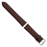 22mm Dark Brown Distrssed Leather Silver-tone Buckle Watch Band