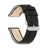 DeBeer 22mm Black Hand Stitched Oil Leather with Brushed Stainless Steel Buckle 7.5 inch Watch Band