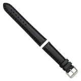 DeBeer 20mm Black Hand Stitched Oil Leather with Brushed Stainless Steel Buckle 7.5 inch Watch Band