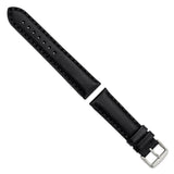 22mm Black Oil Leather Stainless Steel Buckle Watch Band