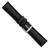 DeBeer 22mm Black Hand Stitched Oil Leather with Brushed Stainless Steel Buckle 7.5 inch Watch Band