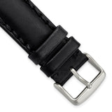 DeBeer 22mm Black Hand Stitched Oil Leather with Brushed Stainless Steel Buckle 7.5 inch Watch Band