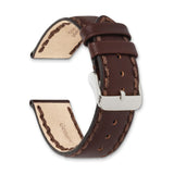 DeBeer 22mm Dark Brown Hand Stitched Oil Leather with Brushed Stainless Steel Buckle 7.5 inch Watch Band
