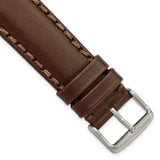 22mm Dark Brown Oil Leather Stainless Steel Buckle Watch Band