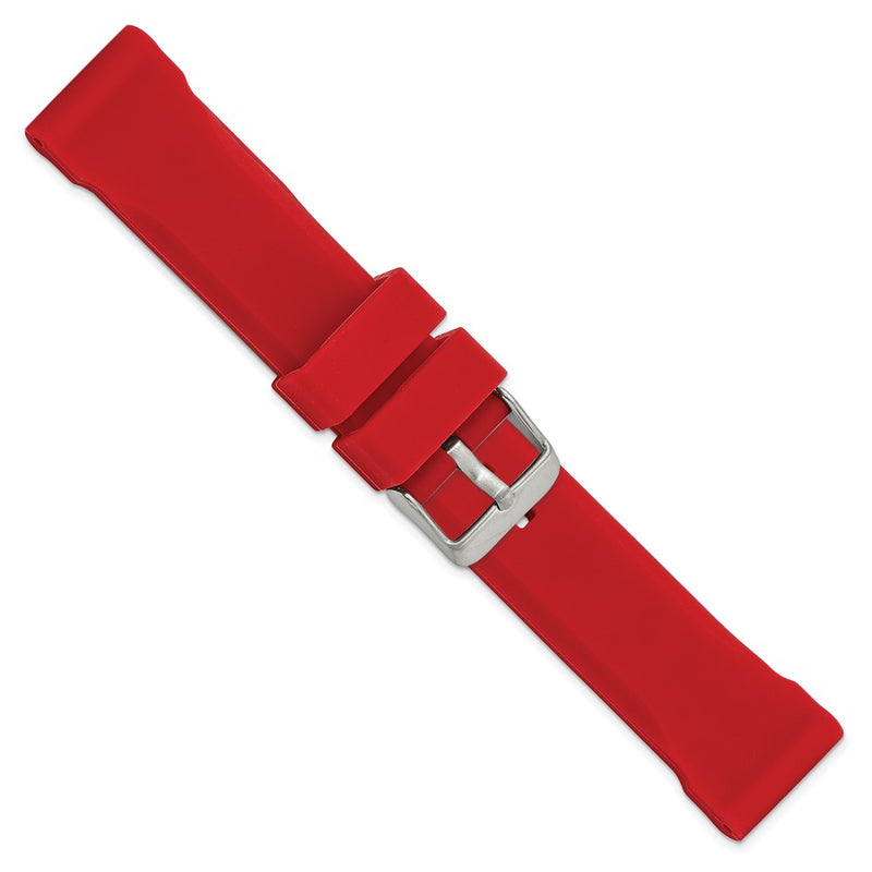 DeBeer 20mm Red Silicone Rubber with Brushed Stainless Steel Buckle 8 inch Watch Band