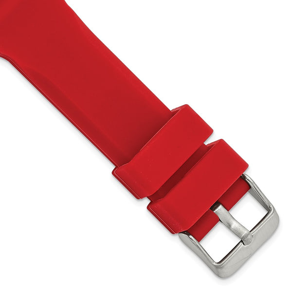 DeBeer 20mm Red Silicone Rubber with Brushed Stainless Steel Buckle 8 inch Watch Band