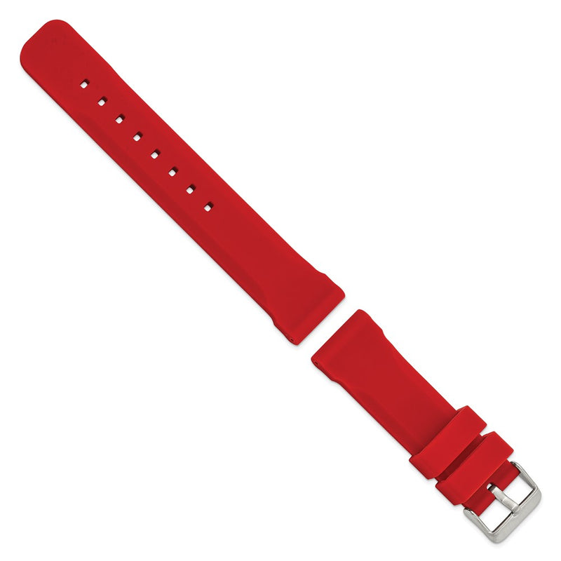 22mm Red Silicone Rubber Stainless Steel Buckle Watch Band