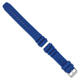 DeBeer 20mm Blue Silicone Rubber with Brushed Stainless Steel Buckle 8.5 inch Watch Band