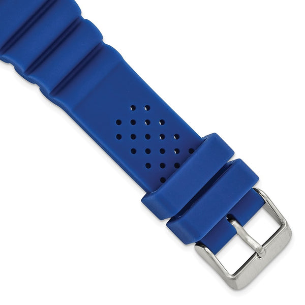 20mm Blue Silicone Rubber Stainless Steel Buckle Watch Band