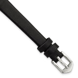 Gilden 10mm Black Classic Calfskin Silver-tone Buckle Watch Band