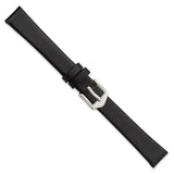 Gilden 12mm Black Classic Calfskin Silver-tone Buckle Watch Band