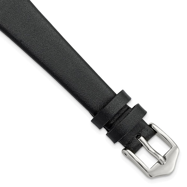 Gilden 14mm Black Classic Calfskin Silver-tone Buckle Watch Band