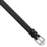 Gilden Long 8mm Black Calfskin Silver-tone Buckle Watch Band