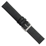 DeBeer 20mm Black Italian Calfskin Leather with Square End Silver-tone Buckle 7.75 inch Watch Band