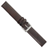 18mm Dark Brown Italian Calfskin Square End Silver-tone Buckle Watch Band