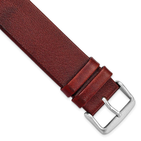 DeBeer 22mm Havana Italian Calfskin Leather with Square End Silver-tone Buckle 7.75 inch Watch Band