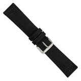 DeBeer 22mm Black Nylon Canvas with Black Leather Lining and Brushed Stainless Steel Buckle 7.75 inch Watch Band