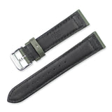 20mm Dark Green Canvas/Leather Lining Steel Buckle Watch Band