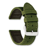 DeBeer 20mm Olive Nylon Canvas with Black Leather Lining and Brushed Stainless Steel Buckle 7.75 inch Watch Band