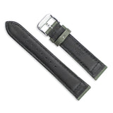 18mm Dark Green Canvas/Leather Lining Steel Buckle Watch Band