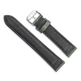 DeBeer 20mm Olive Nylon Canvas with Black Leather Lining and Brushed Stainless Steel Buckle 7.75 inch Watch Band