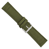 24mm Dark Green Canvas/Leather Lining Steel Buckle Watch Band