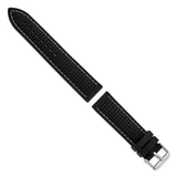 DeBeer 22mm Black Ventilated Silicone with White Stitching and Silver-tone Buckle 8 inch Watch Band