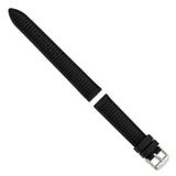 18mm Black Black Stitch Ventilated Silicone Silver-tone Buckle Watch Band