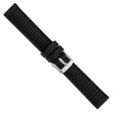 18mm Black Black Stitch Ventilated Silicone Silver-tone Buckle Watch Band