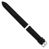 20mm Black Black Stitch Ventilated Silicone Silver-tone Buckle Watch Band