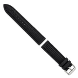 DeBeer 22mm Black Ventilated Silicone with Black Stitching and Silver-tone Buckle 8 inch Watch Band