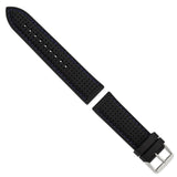 DeBeer 24mm Black Ventilated Silicone with Blue Stitching and Silver-tone Buckle 8 inch Watch Band
