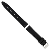 DeBeer 18mm Black Textured Silicone with Black Stitching and Silver-tone Buckle 8 inch Watch Band